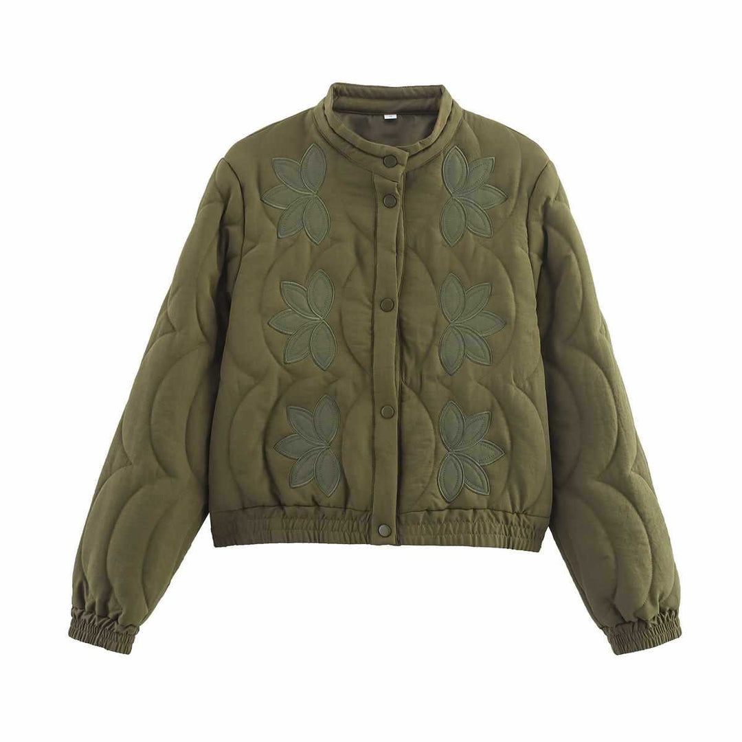 Damernas quiltade blousonjacka med blommönster Mirla-Eva Jonsson