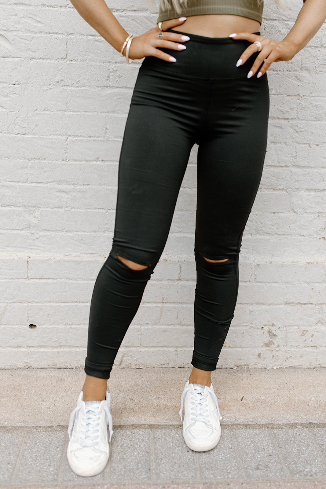 Damernas quiltade leggings med rivdetalj Eva Jonsson-Eva Jonsson