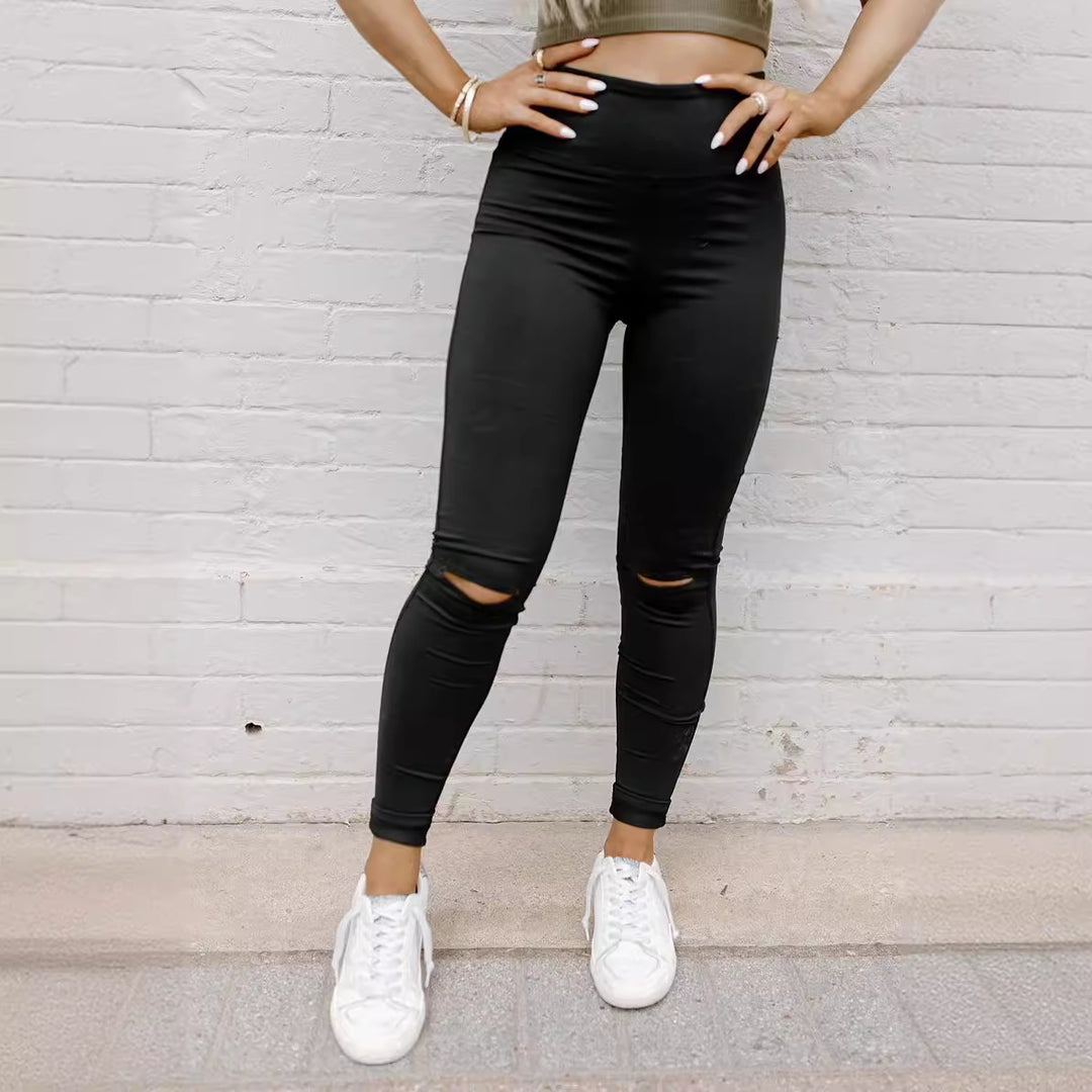 Damernas quiltade leggings med rivdetalj Eva Jonsson-Eva Jonsson