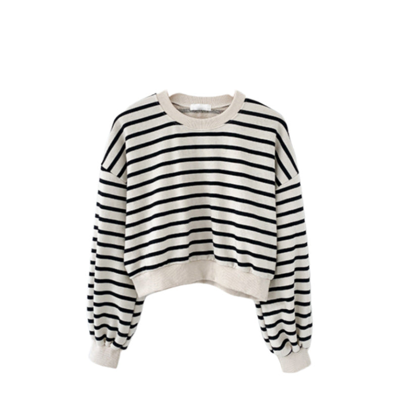 Damernas randiga avslappnade sweatshirt med puffärmar Mirla-Eva Jonsson