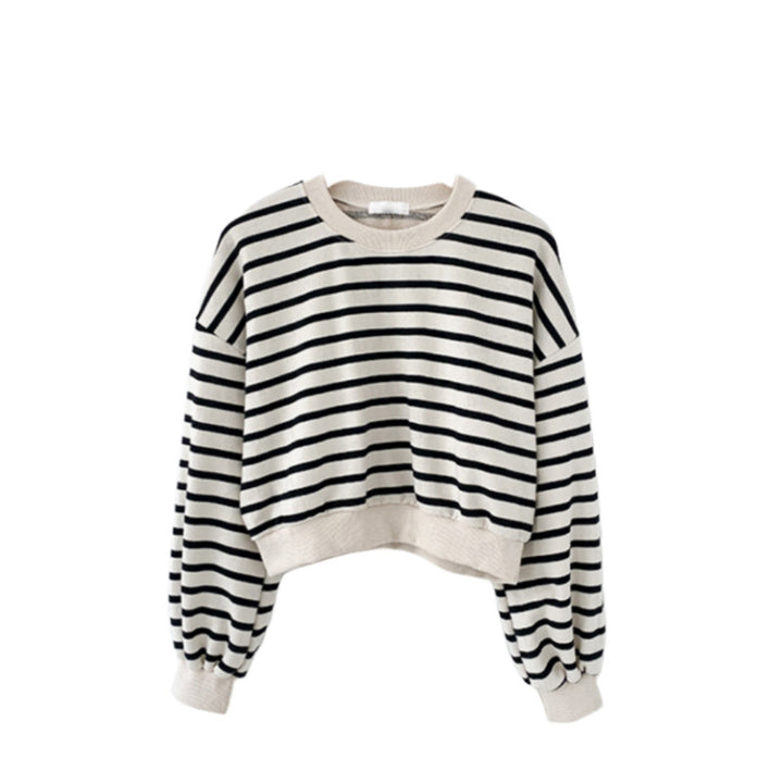 Damernas randiga avslappnade sweatshirt med puffärmar Mirla-Eva Jonsson