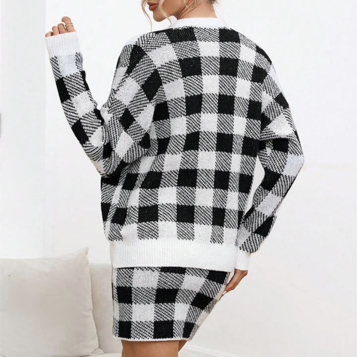 Damernas rutiga cardigan med fickor Eva Jonsson-Eva Jonsson