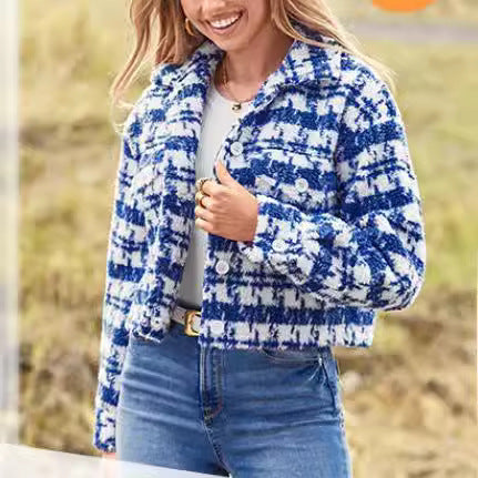 Damernas rutiga cropped jacka Eva Jonsson-Eva Jonsson