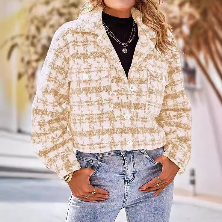 Damernas rutiga cropped jacka Eva Jonsson-Eva Jonsson