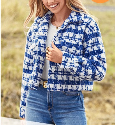 Damernas rutiga cropped jacka Eva Jonsson-Eva Jonsson