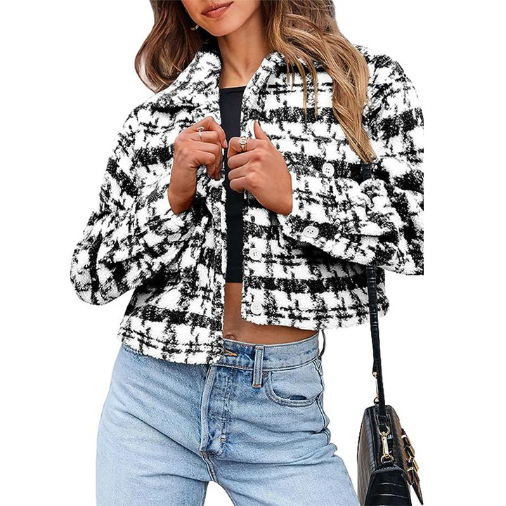 Damernas rutiga cropped jacka Eva Jonsson-Eva Jonsson