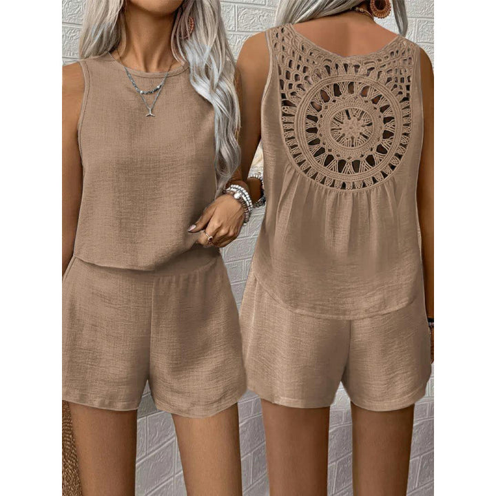 Damernas rygglös playsuit med virkad detalj Eva Jonsson-Eva Jonsson
