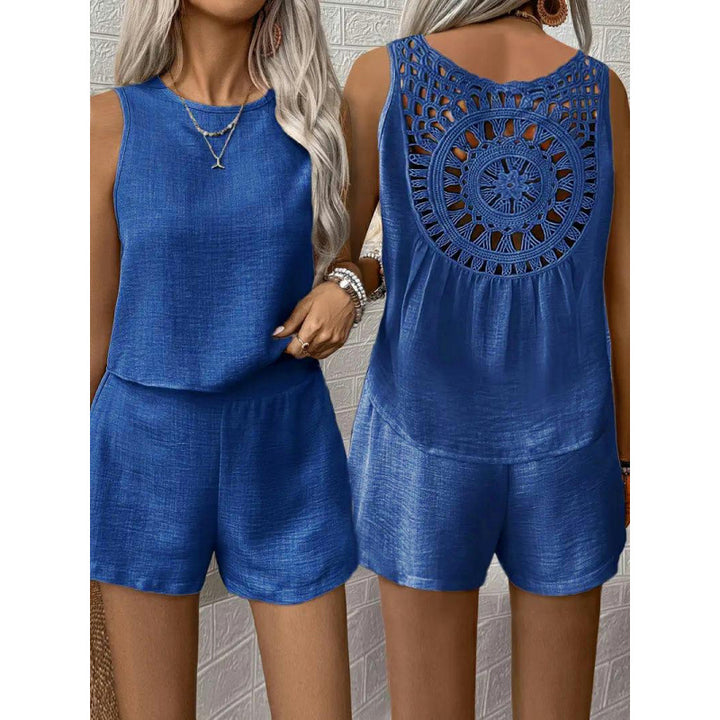 Damernas rygglös playsuit med virkad detalj Eva Jonsson-Eva Jonsson