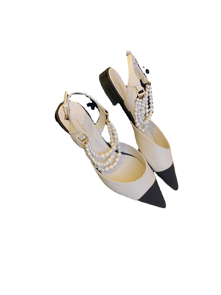 Damernas sling pumps med elegant pärlapplikation och spetsig form Mirla-Eva Jonsson