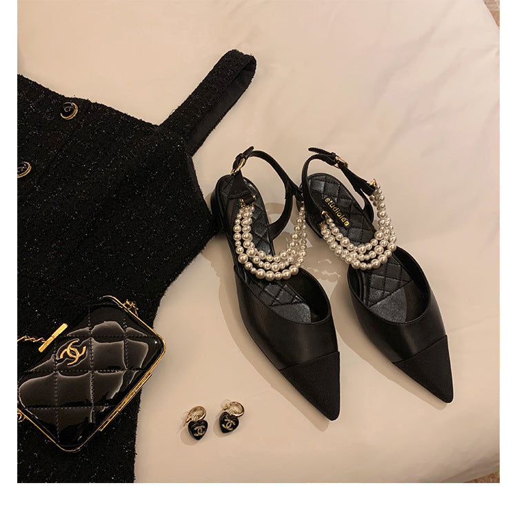 Damernas sling pumps med elegant pärlapplikation och spetsig form Mirla-Eva Jonsson