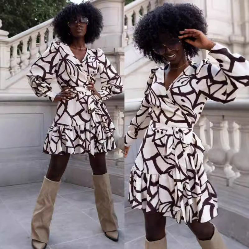 Damernas smickrande wrap mini-klänning med leopardmönster Eva Jonsson-Eva Jonsson