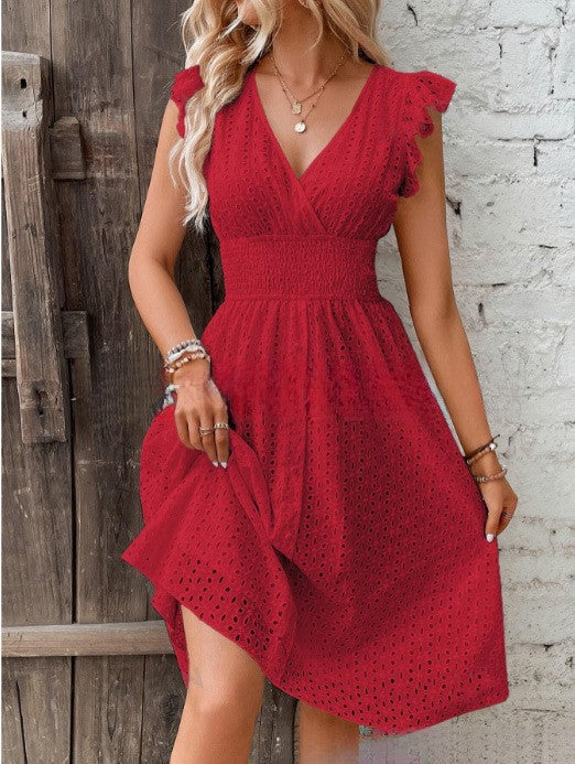 Damernas sommarklänning med eleganta spetsärmar Mirla-Eva Jonsson