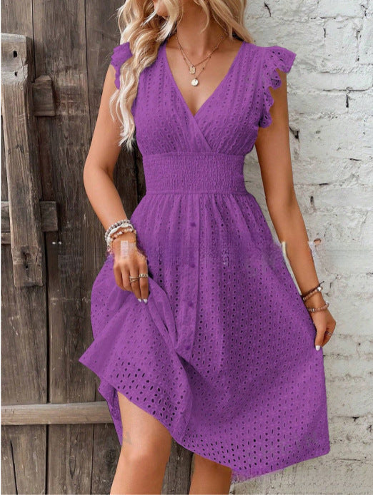 Damernas sommarklänning med eleganta spetsärmar Mirla-Eva Jonsson