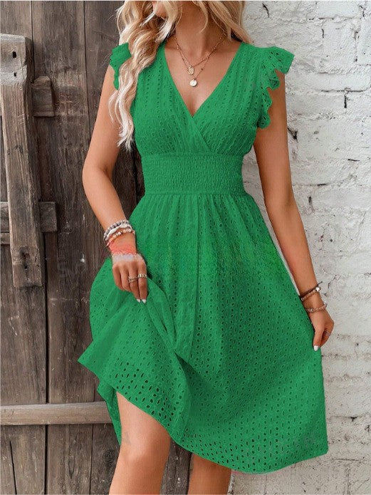 Damernas sommarklänning med eleganta spetsärmar Mirla-Eva Jonsson