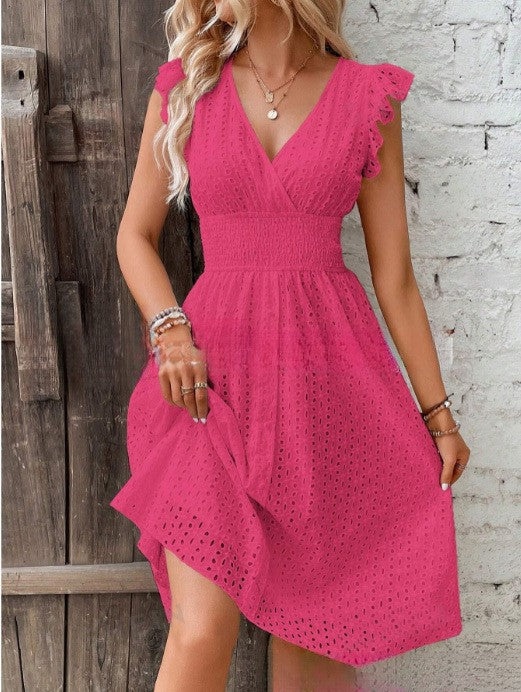 Damernas sommarklänning med eleganta spetsärmar Mirla-Eva Jonsson