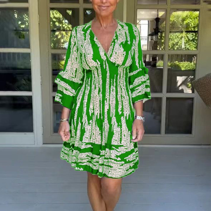 Damernas sommarklänning med eleganta volangärmar och V-ringning Eva Jonsson-Eva Jonsson