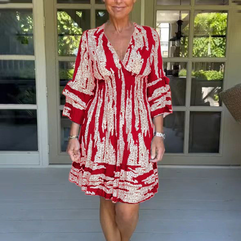 Damernas sommarklänning med eleganta volangärmar och V-ringning Eva Jonsson-Eva Jonsson