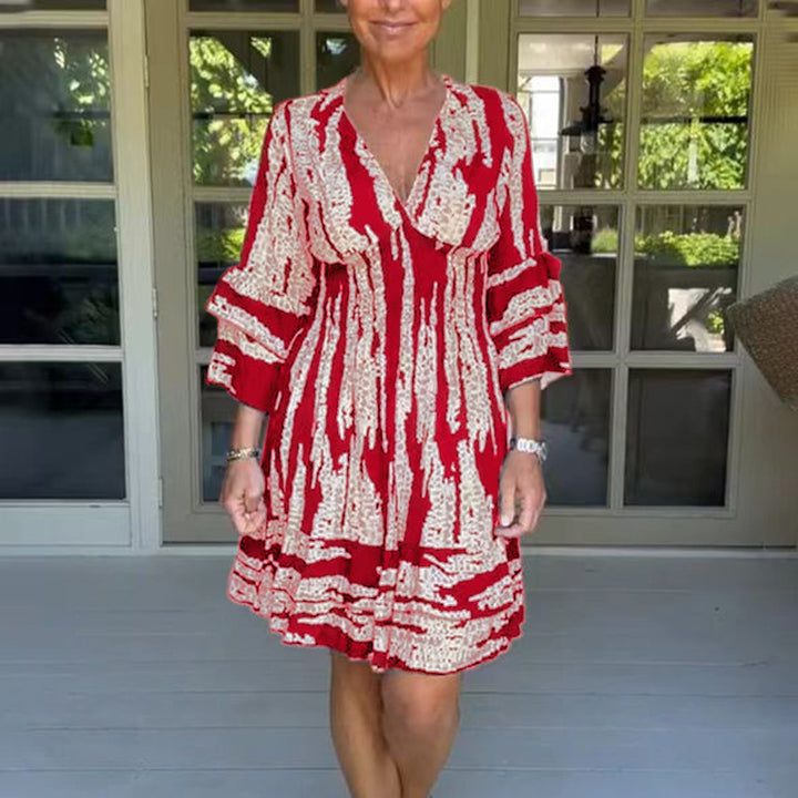 Damernas sommarklänning med eleganta volangärmar och V-ringning Eva Jonsson-Eva Jonsson