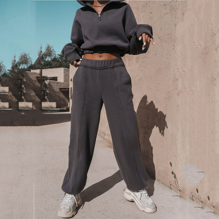 Damernas sportiga cropped fleece-top med halv dragkedja Eva Jonsson-Eva Jonsson