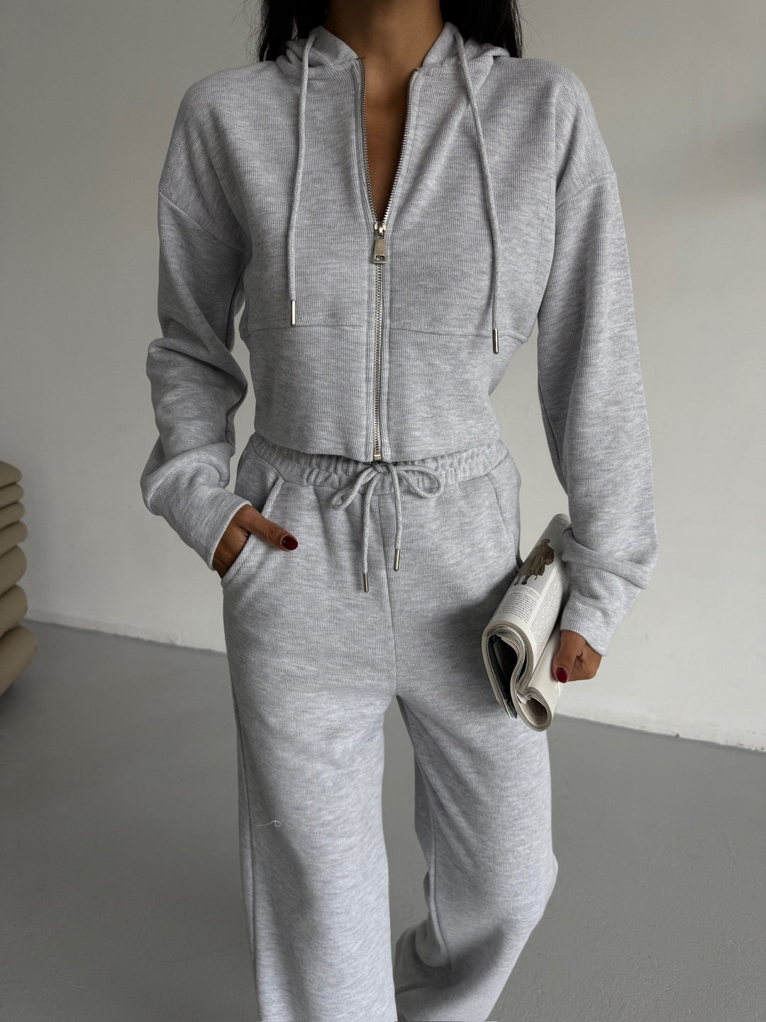 Damernas sportiga hoodie-jumpsuit med dragsko Eva Jonsson-Eva Jonsson