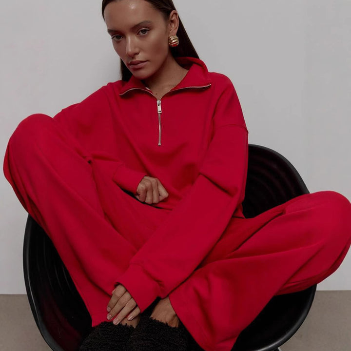 Damernas sportiga hoodie med halvvdragkedja Mirla-Eva Jonsson