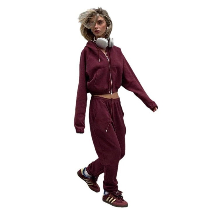 Damernas sportiga hoodie-set med hög krage och bekväma byxor Mirla-Eva Jonsson