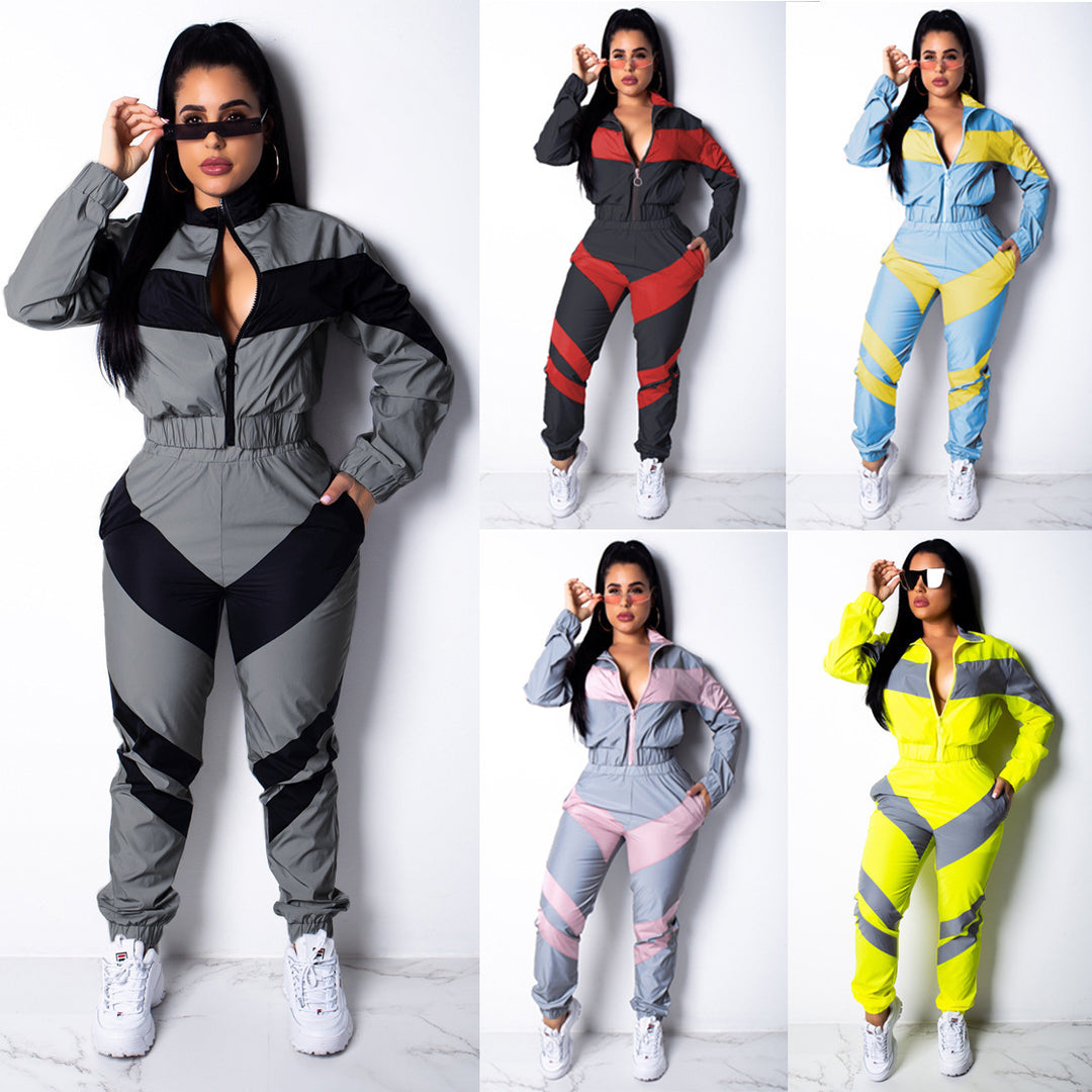 Damernas sportiga jumpsuit med trendiga färgblockdetaljer och hög krage Mirla-Eva Jonsson