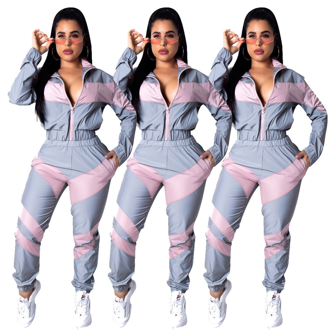 Damernas sportiga jumpsuit med trendiga färgblockdetaljer och hög krage Mirla-Eva Jonsson