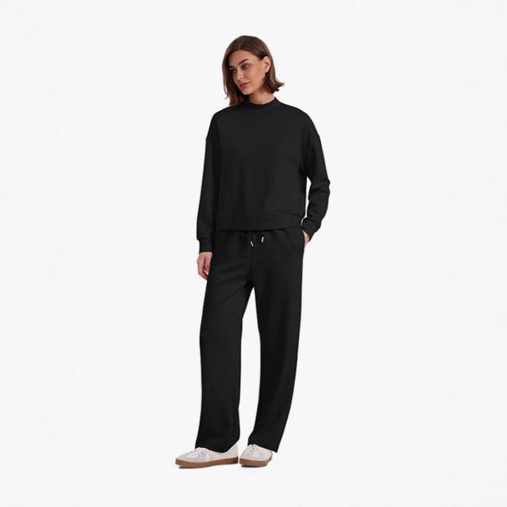 Damernas sportiga loungewear-set med hög krage och vida ben Eva Jonsson-Eva Jonsson