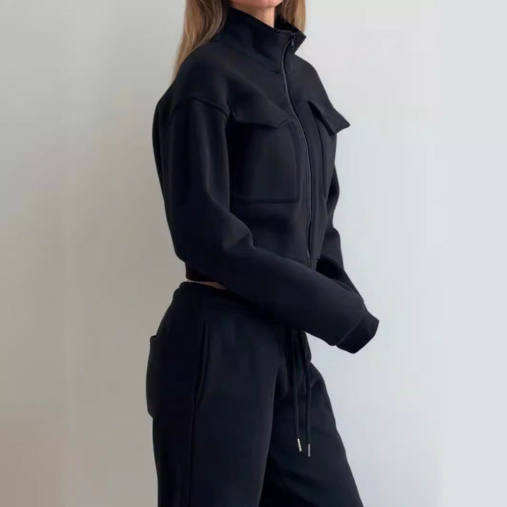 Damernas sportiga och moderna fleece-set med fickor Eva Jonsson-Eva Jonsson