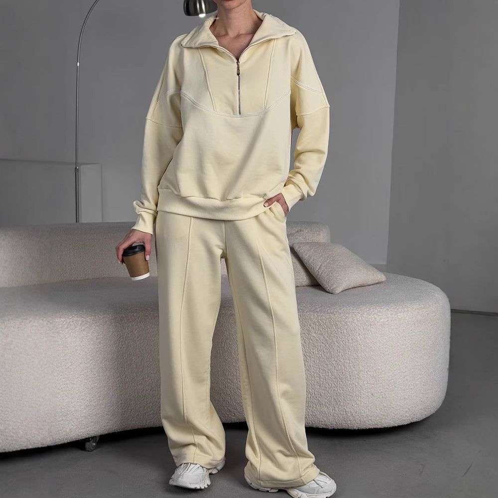 Damernas sportiga sweat-set med dragkedja och vida byxor Eva Jonsson-Eva Jonsson