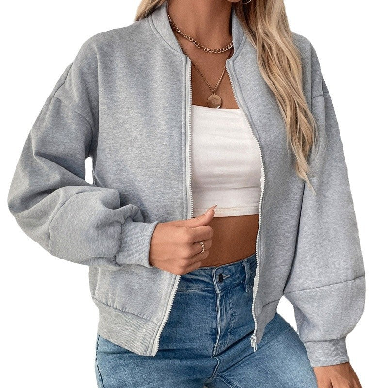 Damernas sportiga sweatshirtjacka med voluminösa ärmar och hög krage Mirla-Eva Jonsson