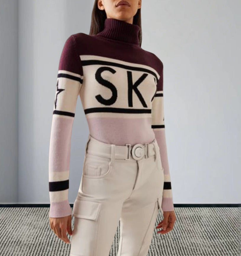 Damernas sportiga tröja med hög krage och trendig skiddesign Mirla-Eva Jonsson