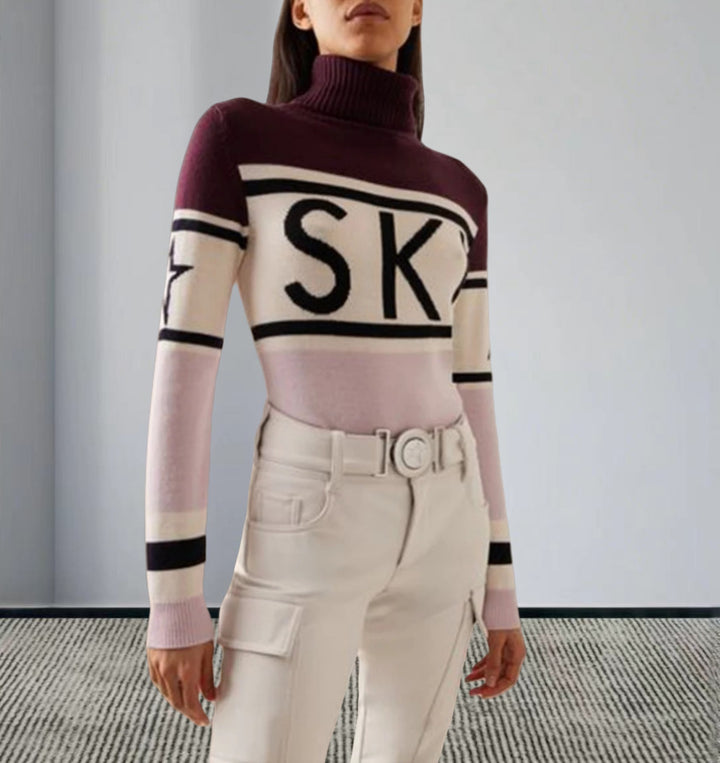 Damernas sportiga tröja med hög krage och trendig skiddesign Mirla-Eva Jonsson