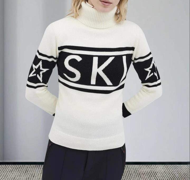 Damernas sportiga tröja med hög krage och trendig skiddesign Mirla-Eva Jonsson