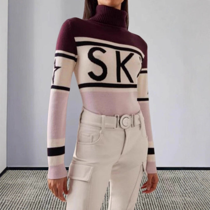 Damernas sportiga tröja med hög krage och trendig skiddesign Mirla-Eva Jonsson