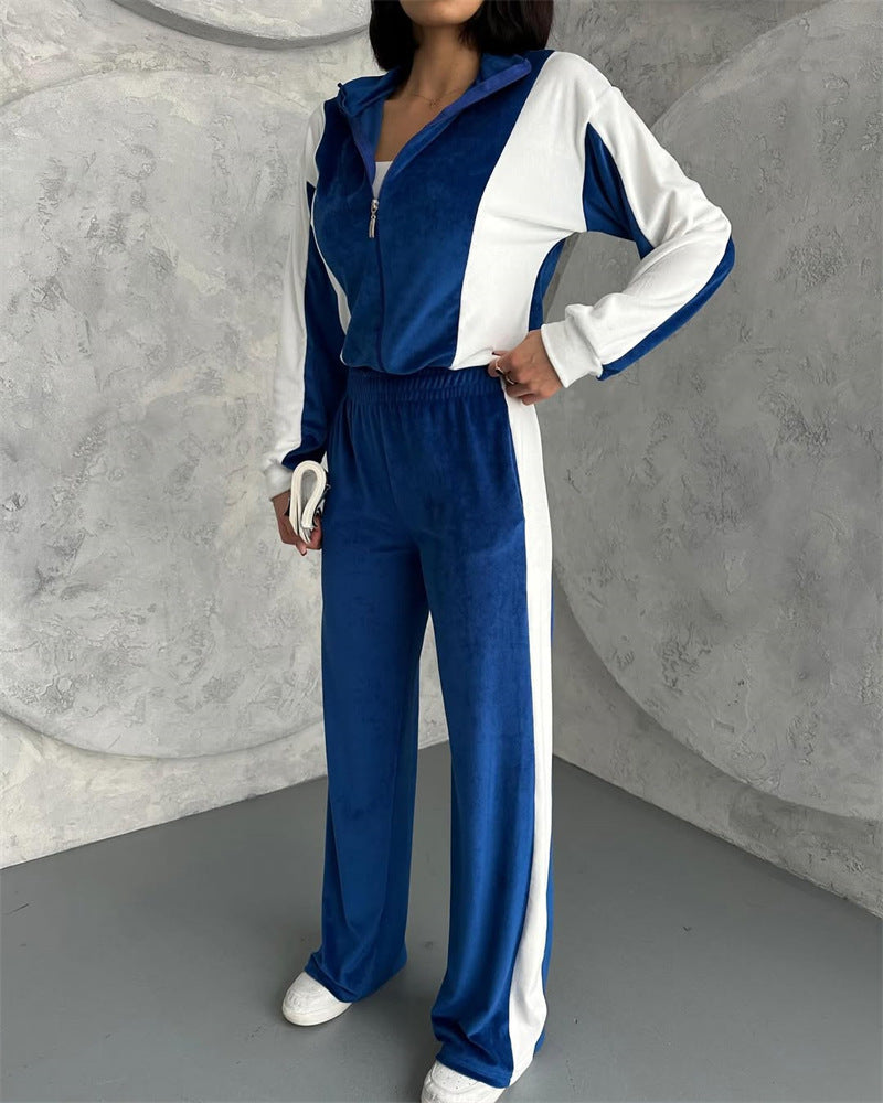 Damernas sportiga velour joggingdress med dragkedja och sidosträck Mirla-Eva Jonsson