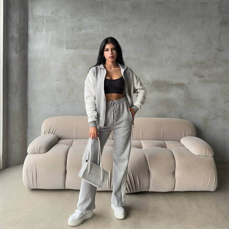 Damernas sportiga velour joggingdress med dragkedja och sidosträck Mirla-Eva Jonsson