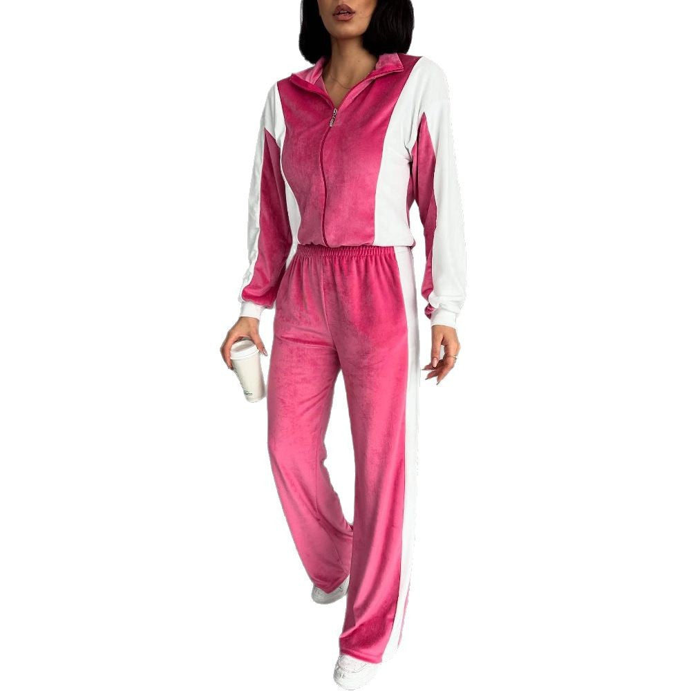 Damernas sportiga velour joggingdress med dragkedja och sidosträck Mirla-Eva Jonsson