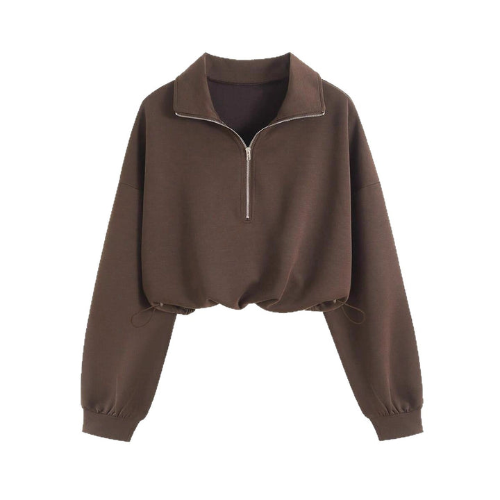 Damernas sportigt skuren sweatshirt med dragkedja och kontrastsömmar Mirla-Eva Jonsson