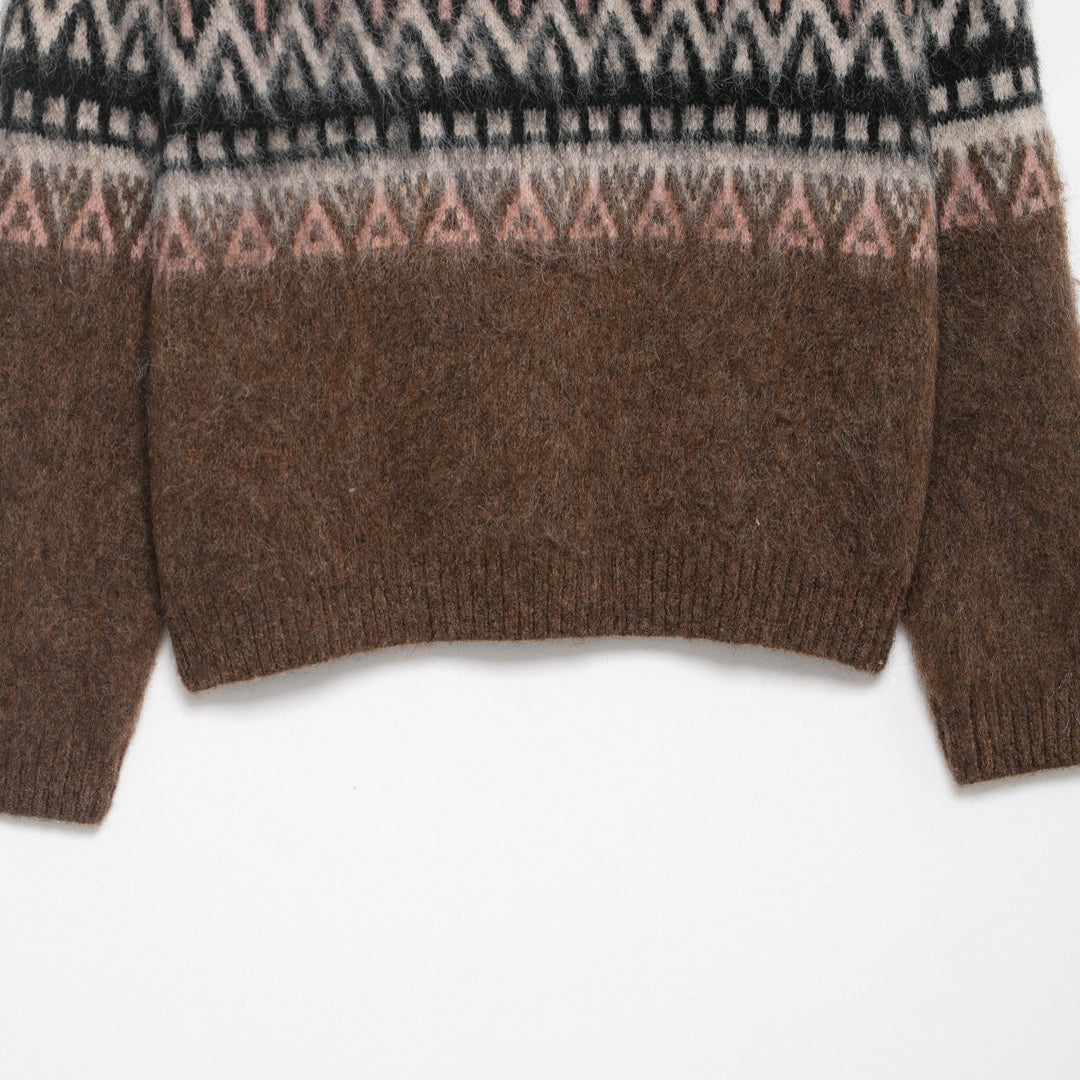 Damernas stickad tröja med färgglad geometrisk mönster Mirla-Eva Jonsson