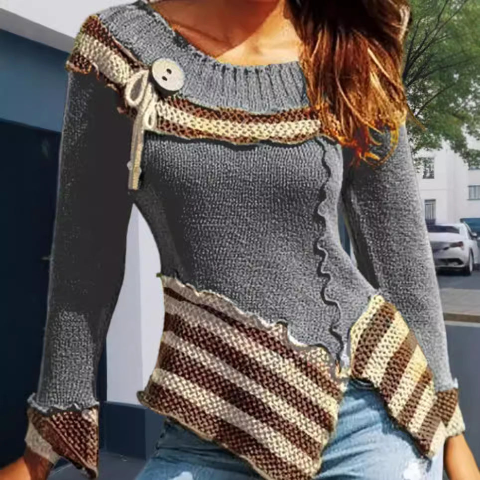 Damernas stickad tröja med konstfull design och eleganta detaljer Mirla-Eva Jonsson