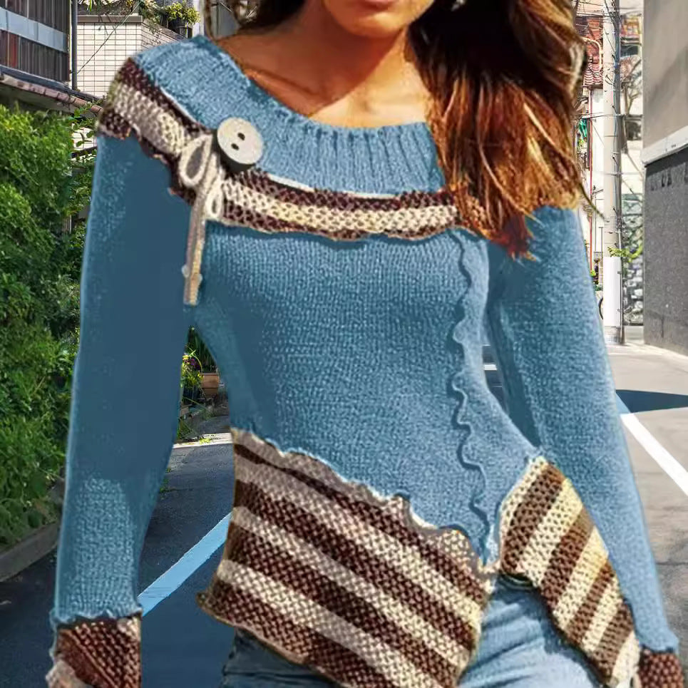 Damernas stickad tröja med konstfull design och eleganta detaljer Mirla-Eva Jonsson