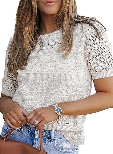 Damernas stickade topp med unik texturerad design Mirla-Eva Jonsson