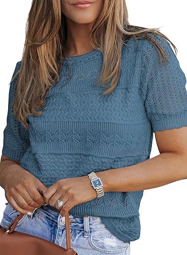 Damernas stickade topp med unik texturerad design Mirla-Eva Jonsson