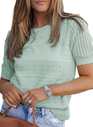 Damernas stickade topp med unik texturerad design Mirla-Eva Jonsson