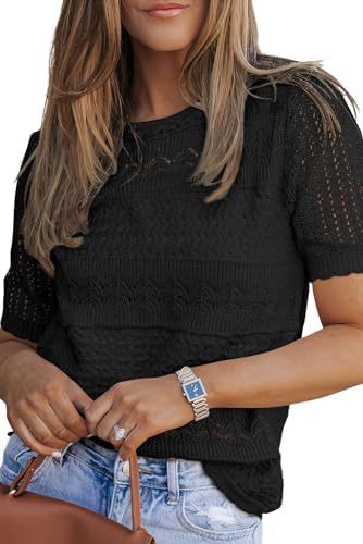 Damernas stickade topp med unik texturerad design Mirla-Eva Jonsson