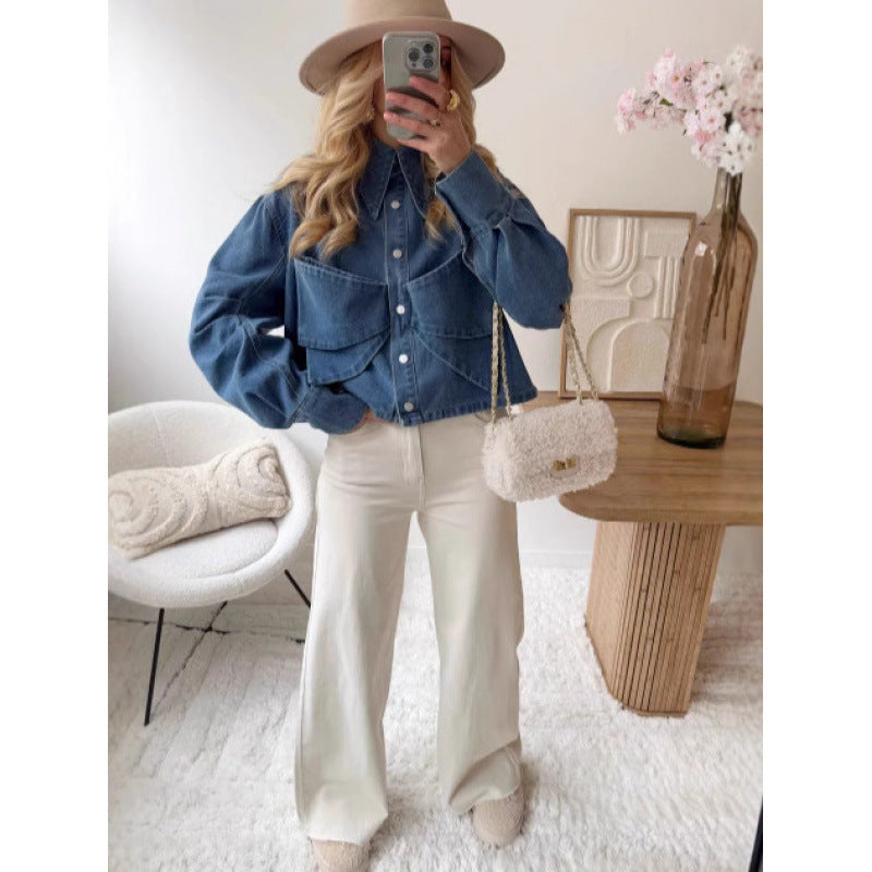 Damernas stiliga cropped denimjacka med praktiska fickor Mirla-Eva Jonsson