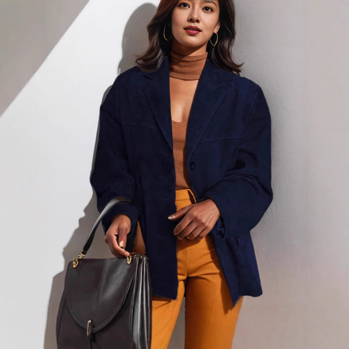 Damernas stiliga mockajacka med strukturerad look Mirla-Eva Jonsson