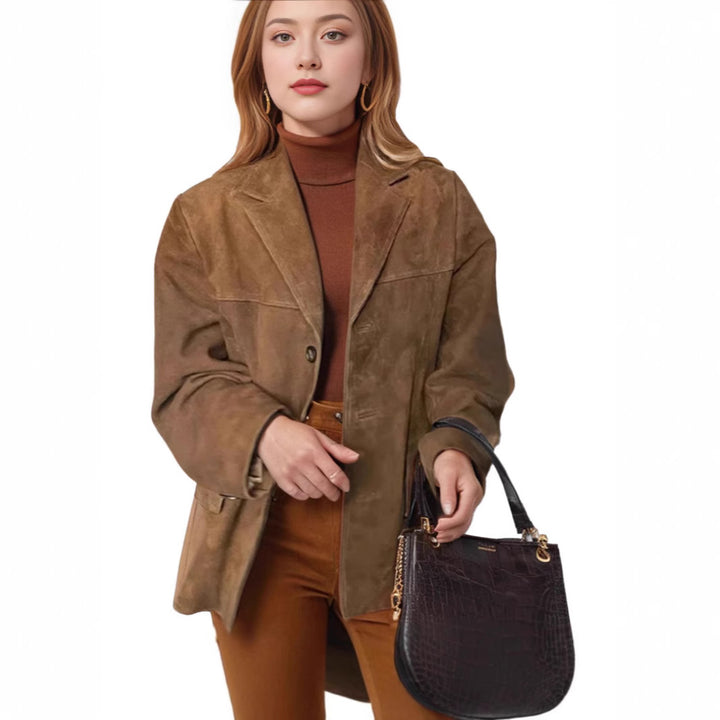 Damernas stiliga mockajacka med strukturerad look Mirla-Eva Jonsson